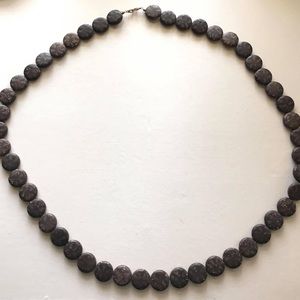 5331 NECKLACE FASHION Round Flat Beads Brown Gray Stone Appearance 38”